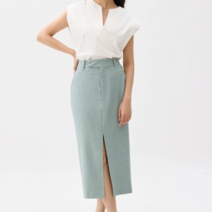 Tailored Column Midi Skirt